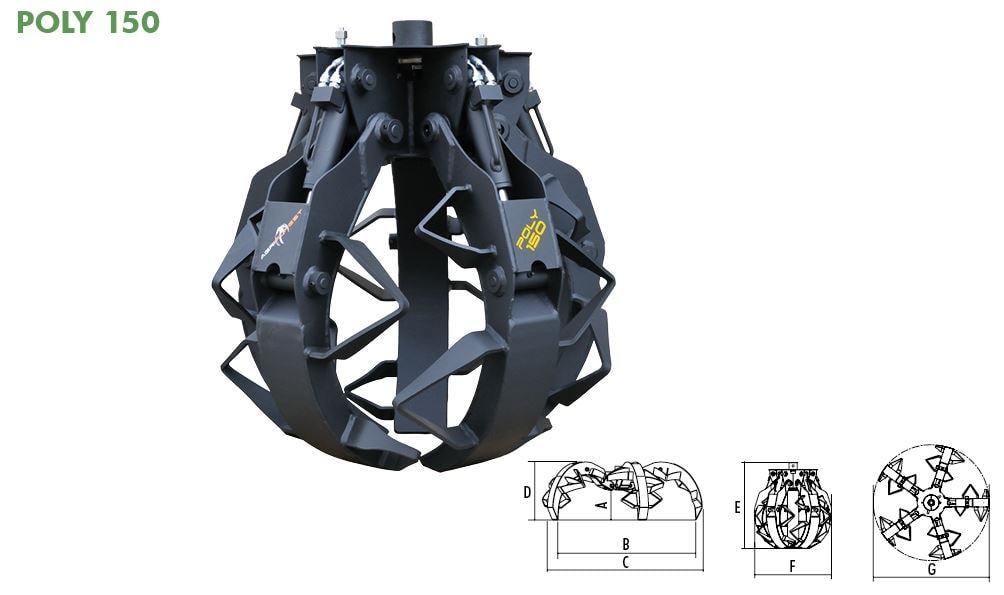 Graifer Petale Pentru lemne de foc - POLY 150 M14